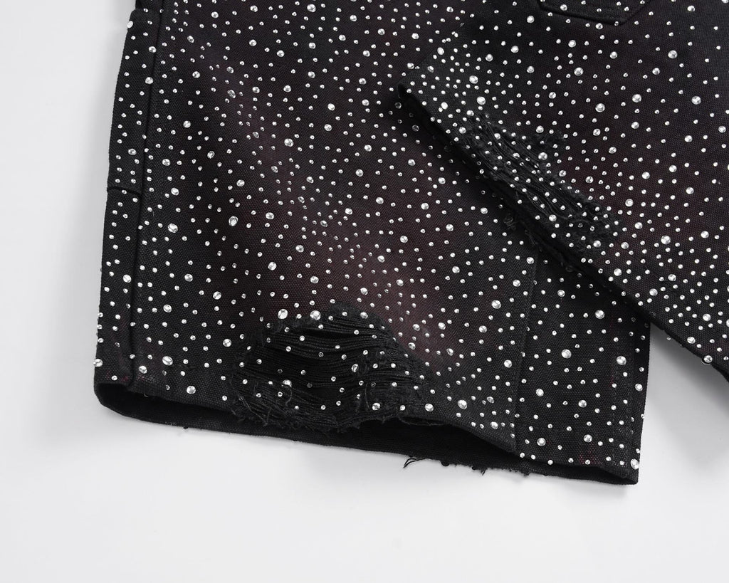 Black Sparkly Shorts Jeans