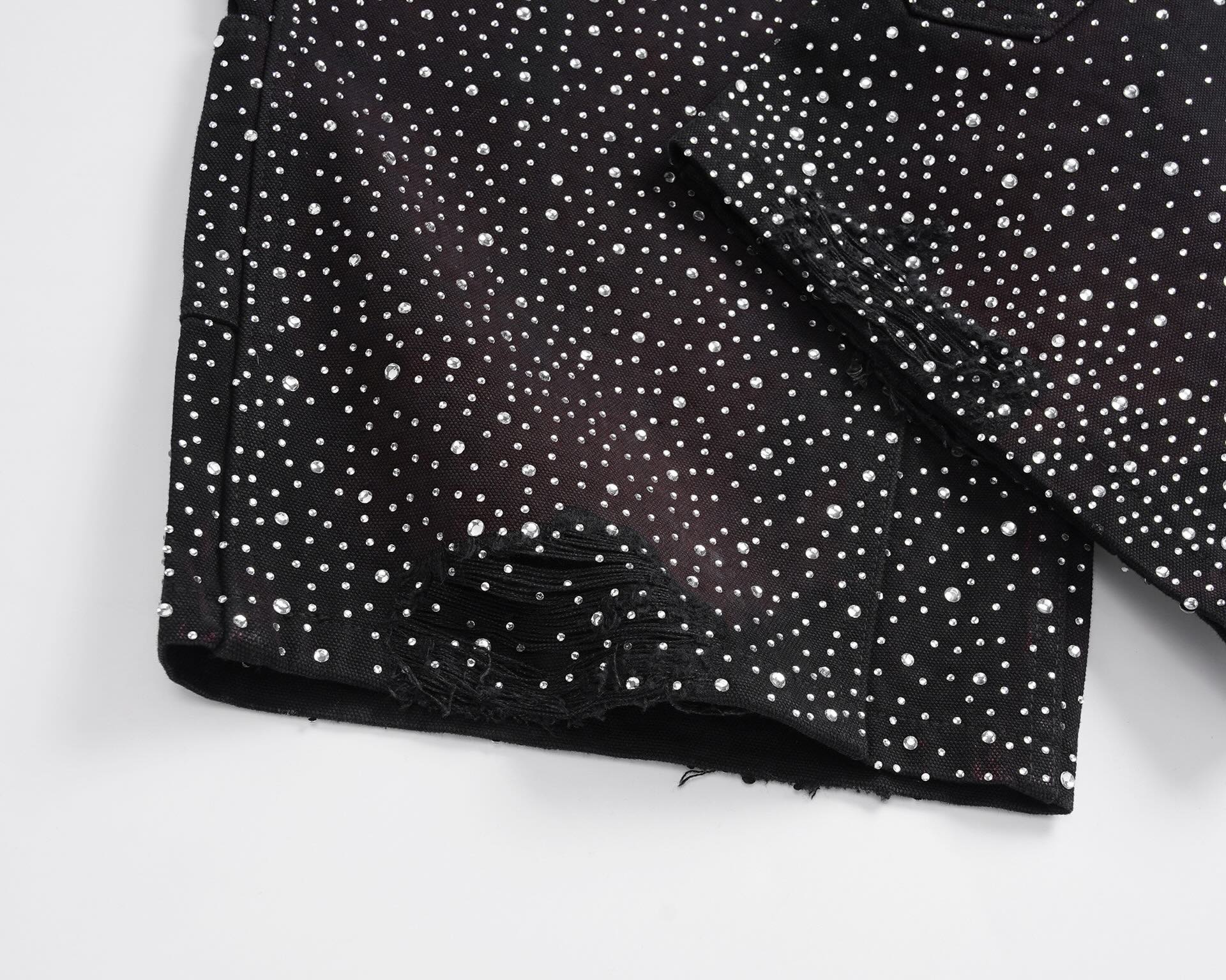 Black Sparkly Shorts Jeans