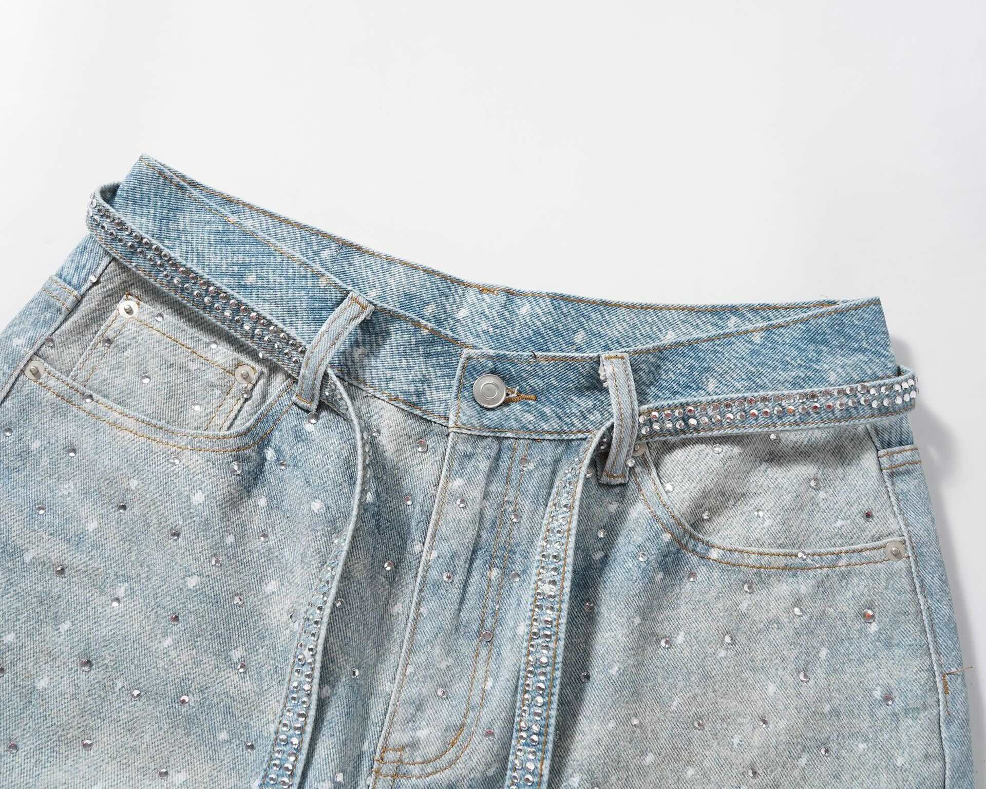 Blue Crystal Shorts Jeans