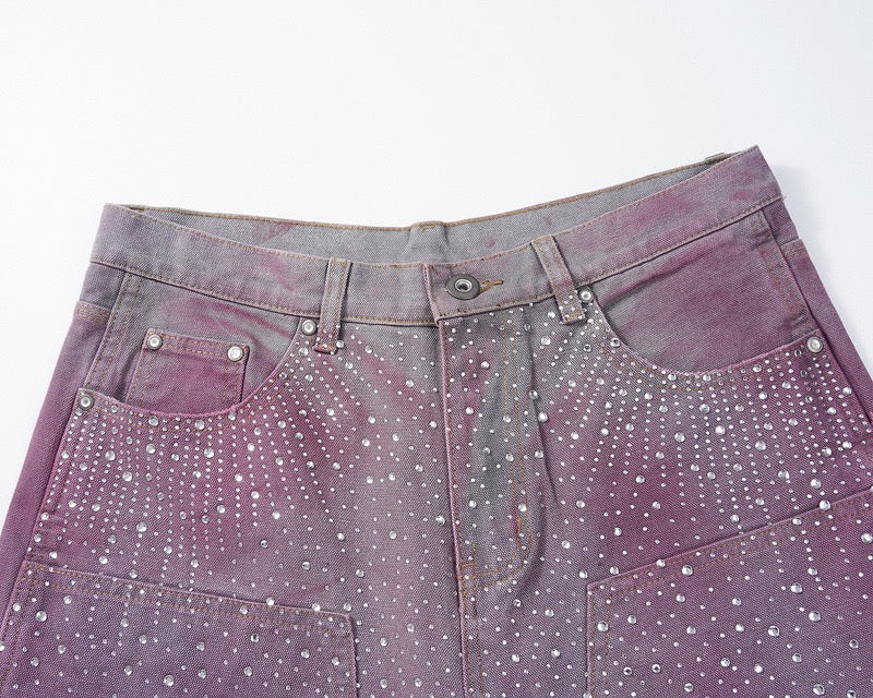 Pink Sparkly Shorts Jeans
