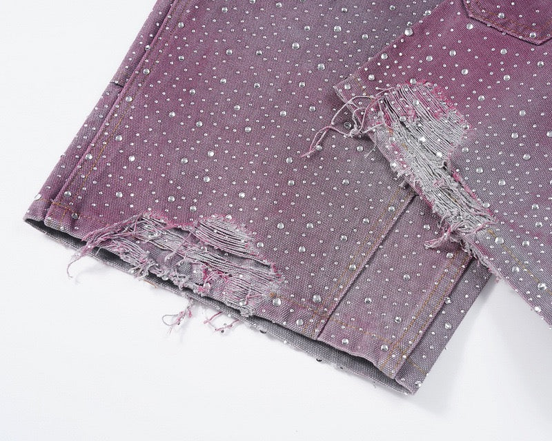 Pink Sparkly Shorts Jeans